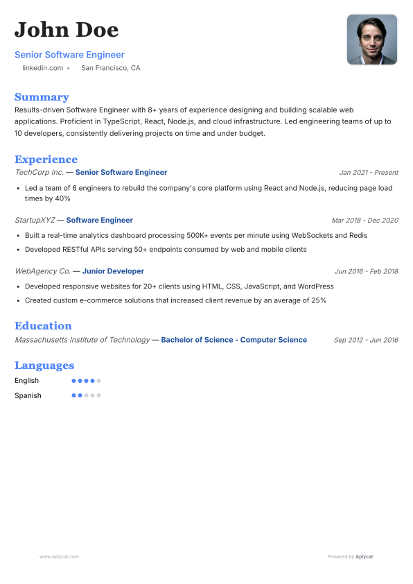 modern template preview